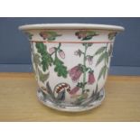 Chinese ceramic Jardiniere with tray H26cm approx
