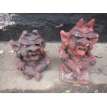 2 Concrete garden Gargoyles H27cm approx