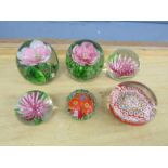 6 Glass paperweights