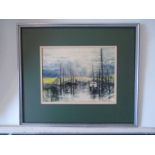 After Michael Scott pastel print of Thornham, Norfolk framed 43cm x 37cm