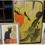After Toulouse- Lautrec Jane Avril print and Chat Noir poster