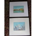 2 Framed and glazed Cityscape oil paintings 41cm x47cm approx