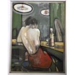 Peter Denmark (1950-2014), acrylic on canvas, bar scene glazed and framed 77cm x  78cm,