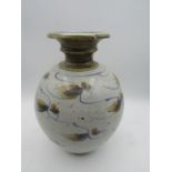 Maria Geurten studio pottery (Norwich) vase with mayfly design 25cmH