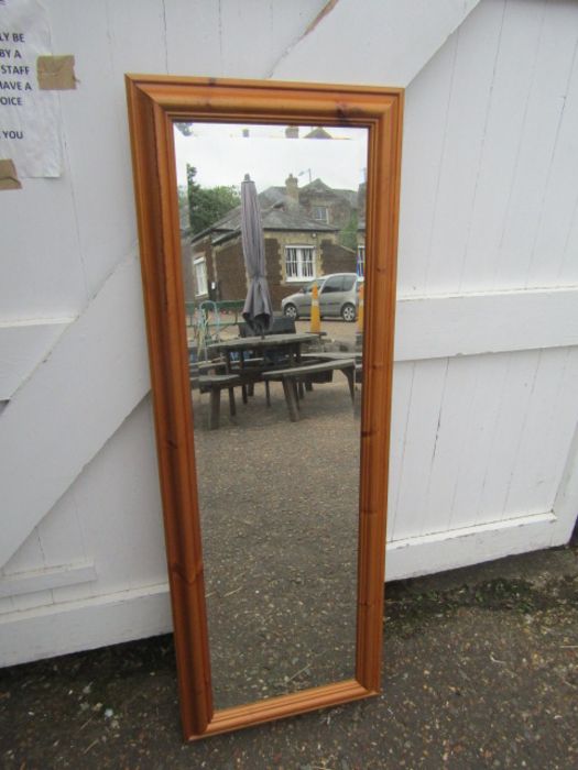 Large pine framed wall mirror 48cm x 135cm approx