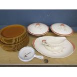 Hornsea Saffron plates, Wedgwood 'Meadow Glow' part dinner service and Denby signed dish
