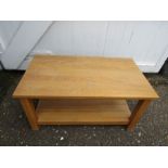 Light oak coffee table H45cm Top 50cm x 90cm approx