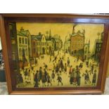 After Lowry 'village square' print on board, framed