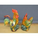 Large ceramic cock and hen birds 37cmH
