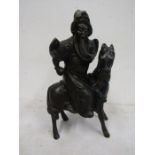Bronze Chinese warrior on horseback 29cmH