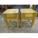 A pair solid oak bedsides from M&S with glass shelf at bottom