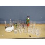 Mixed glass to include Opaline glass egg crock, vases and whisky glasses etc