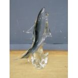 Murano style glass shark sculpture H34cm approx