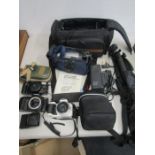 Photography lot- sony camcorder, Fugi fine pix, Minolta camera body and flash, tripod