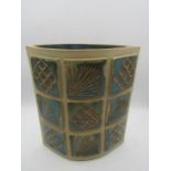Studio pottery vase with pine cone design 26cmH  mark on base