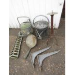 Galvanised watering cans and others