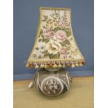 Ceramic pottery table lamp with shade (plug removed)