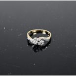 Yellow gold diamond ring stamped 18ct PLAT size K
