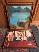 Petrone Arnaldo Signed Italian oil on canvas and another signed Italian oil on canvas. Largest