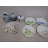 set Japanese season plates, chopstick rests and 3 vases/pots