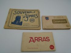 3 books of post WWI souvenir cards - 'Ypres' 'Arras' and 'Zeebrugge' all post card books complete