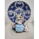 Regency fine arts rabbit figure and a commemorative plate