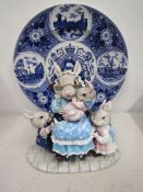 Regency fine arts rabbit figure and a commemorative plate