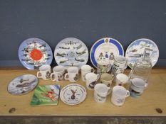Collection of aviation plates and mugs to include RAF and Red Arrows etc
