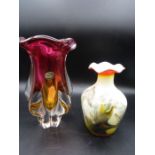 Bohemia glass vase and an milky glass vase