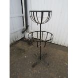 Wrought iron 2 tier basket planter H95cm approx