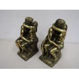 A pair  lovers figurines in brass colour