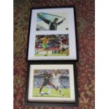 3 Framed signed Norwich City Football Club photos
