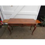 2 Drawer console table with pull out trays either side H69cm W118cm D44cm approx (damage to one