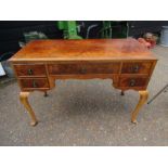 Burr walnut dressing/ console table with 5 drawers