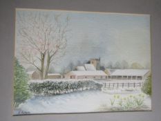 Lynda Eastgate 'April Snow'  Wereham 1991 framed and glazed watercolour 34cm x 41cm approx