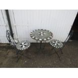 Heavy mosaic topped garden bistro set