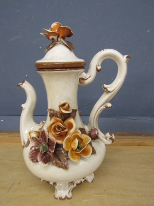 Various ceramics including Capodimonte flower, teapot,  picture plates, large jug, Chokin, Ship in a - Image 12 of 12