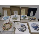Aviation picture plates by Royal Worcester, Wedgwood plate and Coalport classic car plate