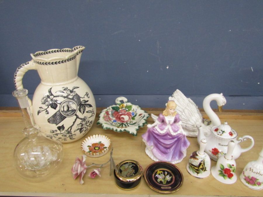 Various ceramics including Capodimonte flower, teapot,  picture plates, large jug, Chokin, Ship in a - Image 2 of 12