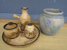 Denby vase and Whatstandwell  pottery cruet set