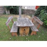 Rustic oak? table and pair of benches