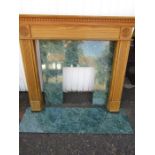 pine fire surround with back and floor marble effect panels