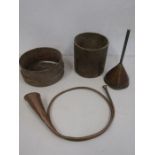 French horn, a dolly, grain skep and sieve