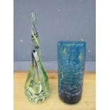 Signed Mdina studio glass vase and sculpture vase (H29cm approx)