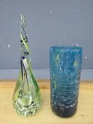 Signed Mdina studio glass vase and sculpture vase (H29cm approx)