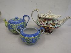 Royal Worcester Granger circa 1840 large teapot (wrong lid) Chinese teapot and sugar bowl (no lid)