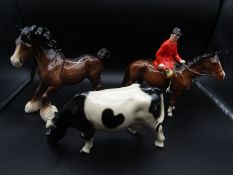 Beswick horse, a cow and a hunter on horseback (only horse Beswick)