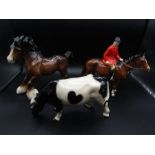 Beswick horse, a cow and a hunter on horseback (only horse Beswick)