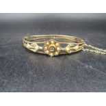 9ct gold with seed pearls and diamond bracelet 8.67gms not marked but tested with repair