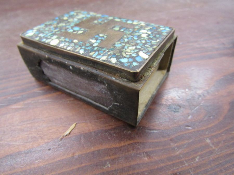 Brass hand crafted matchbox cover and silver vesta case - Image 3 of 6